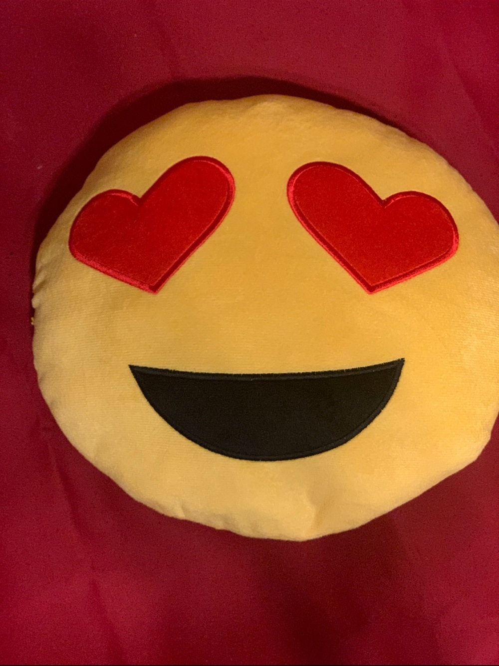 Yellow Heart-Eyes Emoji Throw Pillow, Plush Decorative Accent